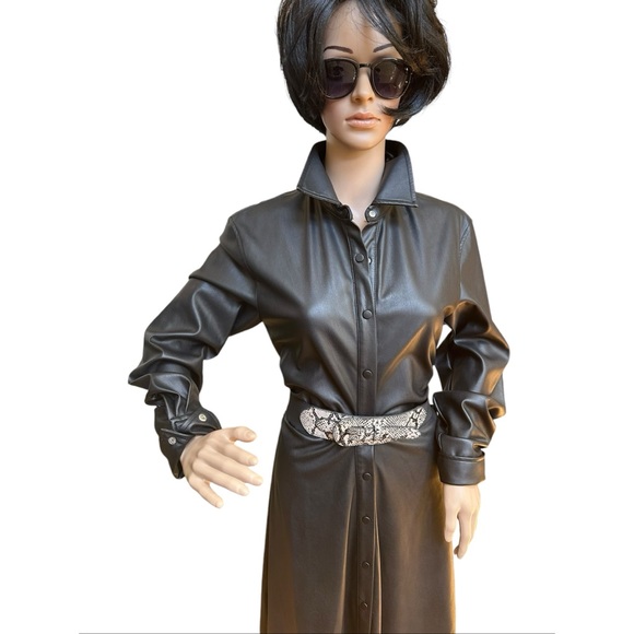 BCBGMAXAZRIA Women’s Black Stretch Belt With Snake Print Buckle Insert XS - Picture 13 of 13